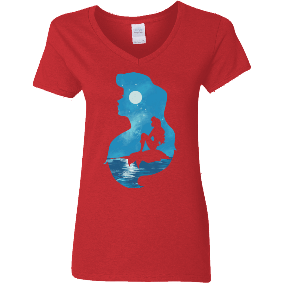 T-Shirts Red / S Mermaid Portrait Women's V-Neck T-Shirt