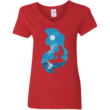 T-Shirts Red / S Mermaid Portrait Women's V-Neck T-Shirt