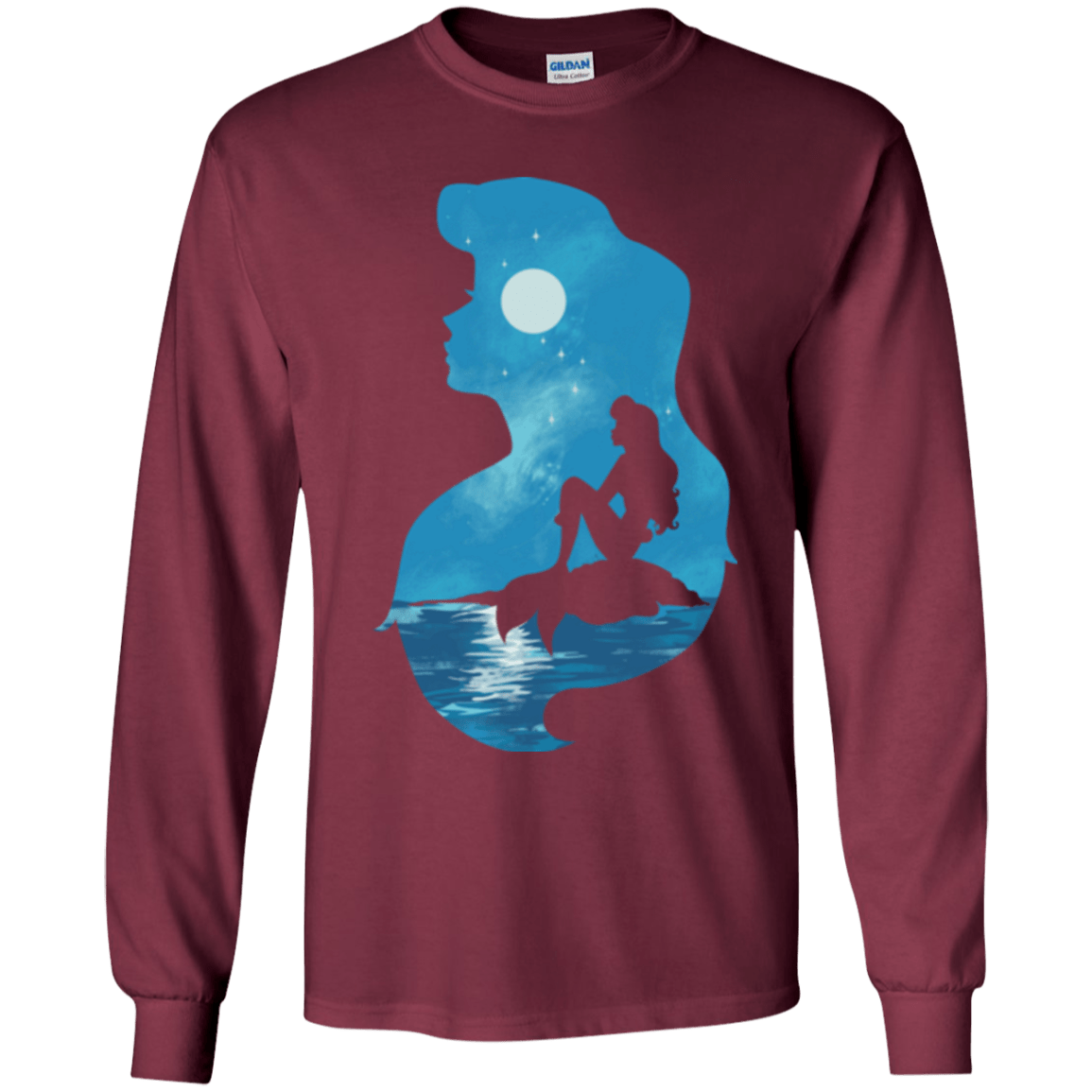 T-Shirts Maroon / YS Mermaid Portrait Youth Long Sleeve T-Shirt