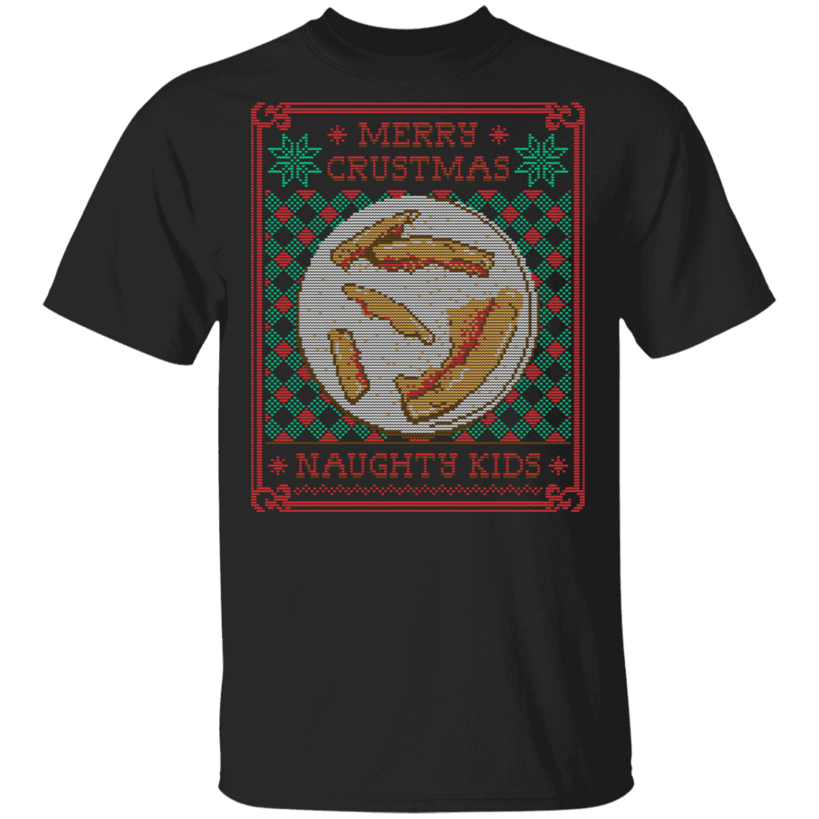 T-Shirts Black / S Merry Crustmas Naughty Kids T-Shirt