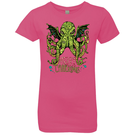 T-Shirts Hot Pink / YXS Merry Cthulhumas Girls Premium T-Shirt