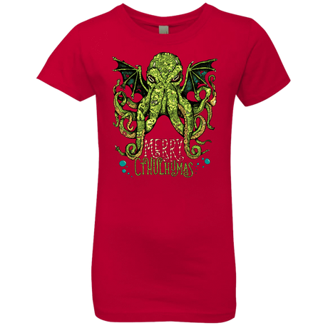 T-Shirts Red / YXS Merry Cthulhumas Girls Premium T-Shirt