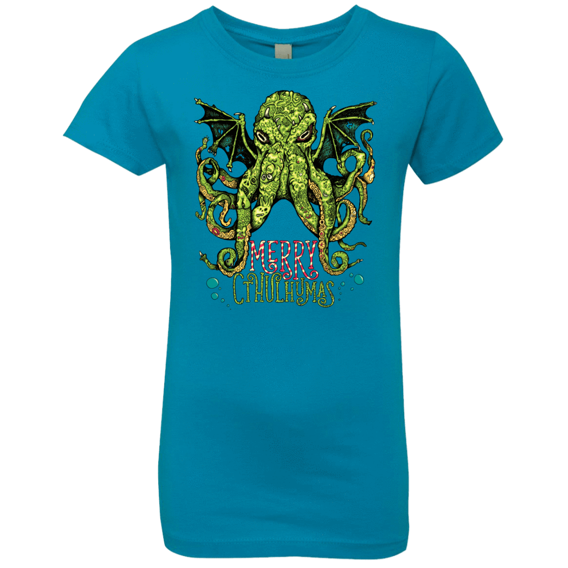 T-Shirts Turquoise / YXS Merry Cthulhumas Girls Premium T-Shirt