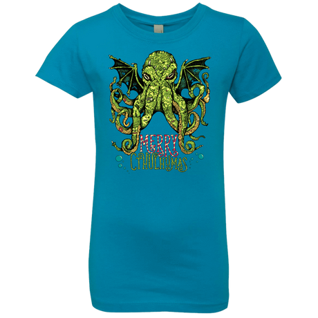 T-Shirts Turquoise / YXS Merry Cthulhumas Girls Premium T-Shirt