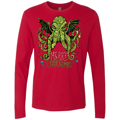 T-Shirts Red / Small Merry Cthulhumas Men's Premium Long Sleeve