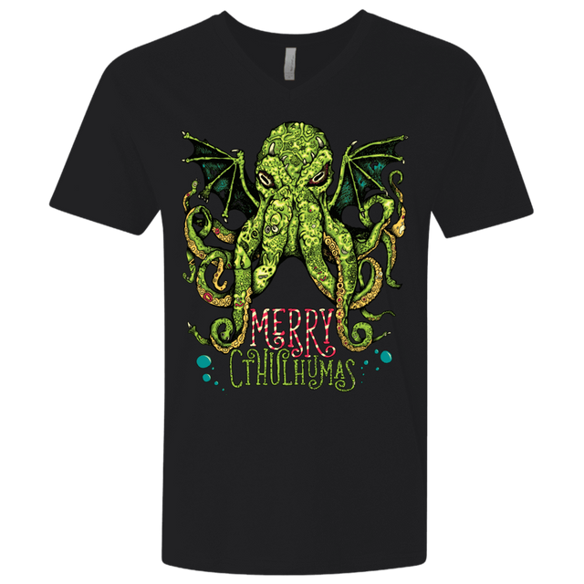 T-Shirts Black / X-Small Merry Cthulhumas Men's Premium V-Neck
