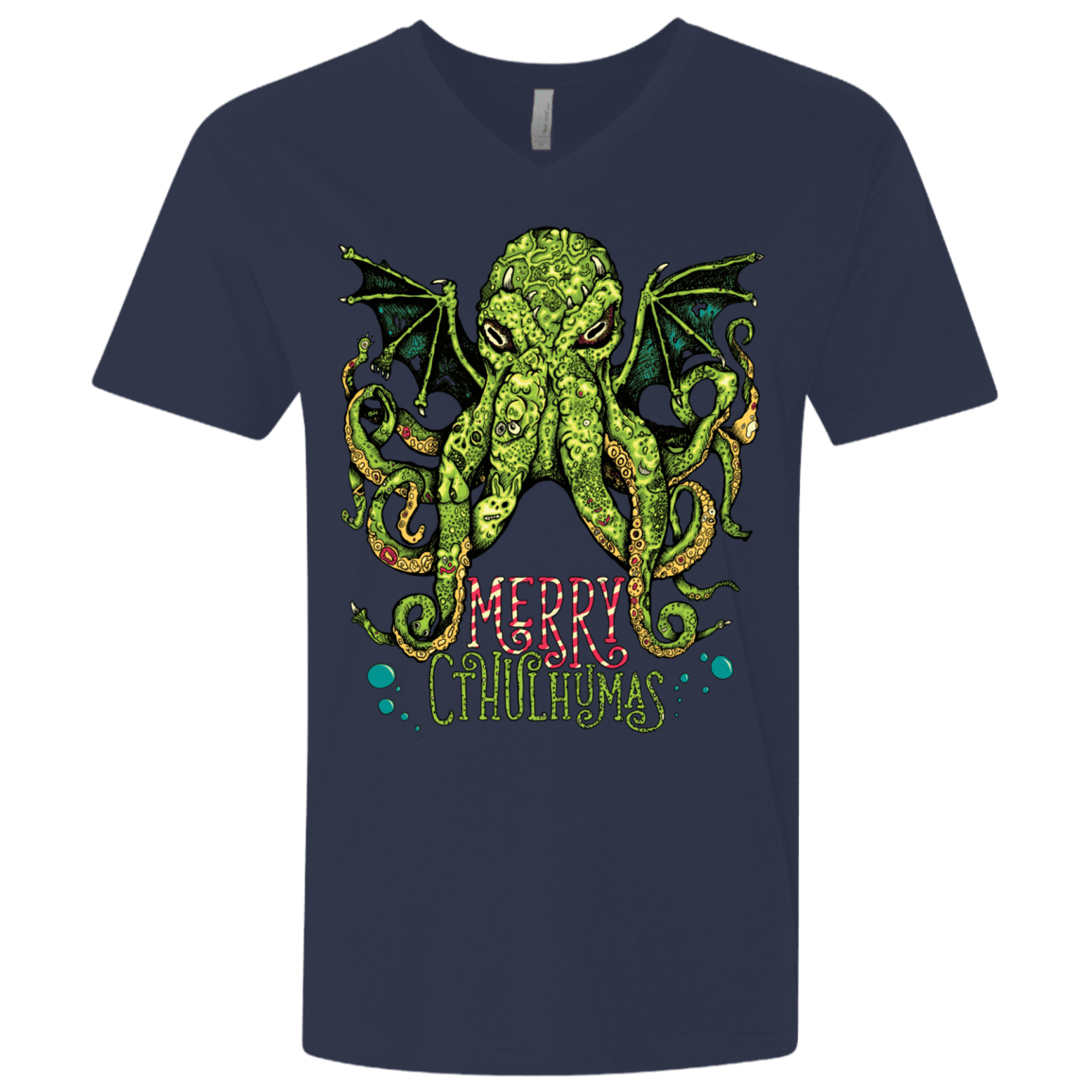 T-Shirts Midnight Navy / X-Small Merry Cthulhumas Men's Premium V-Neck