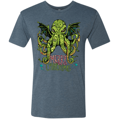 T-Shirts Indigo / Small Merry Cthulhumas Men's Triblend T-Shirt