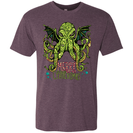 T-Shirts Vintage Purple / Small Merry Cthulhumas Men's Triblend T-Shirt