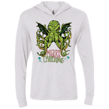 T-Shirts Heather White / X-Small Merry Cthulhumas Triblend Long Sleeve Hoodie Tee