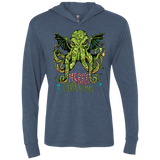 T-Shirts Indigo / X-Small Merry Cthulhumas Triblend Long Sleeve Hoodie Tee