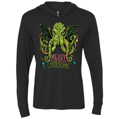 T-Shirts Vintage Black / X-Small Merry Cthulhumas Triblend Long Sleeve Hoodie Tee