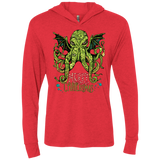 T-Shirts Vintage Red / X-Small Merry Cthulhumas Triblend Long Sleeve Hoodie Tee