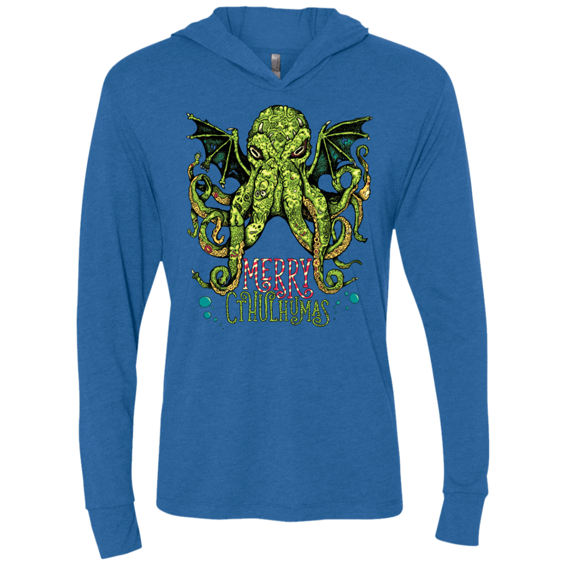 T-Shirts Vintage Royal / X-Small Merry Cthulhumas Triblend Long Sleeve Hoodie Tee