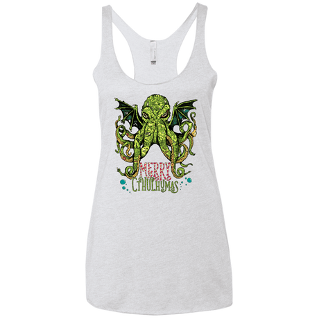 T-Shirts Heather White / X-Small Merry Cthulhumas Women's Triblend Racerback Tank