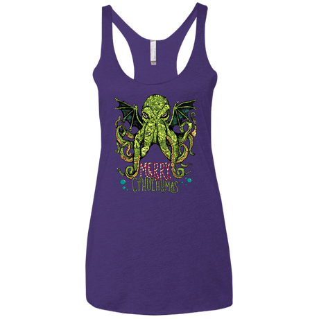 T-Shirts Purple / X-Small Merry Cthulhumas Women's Triblend Racerback Tank