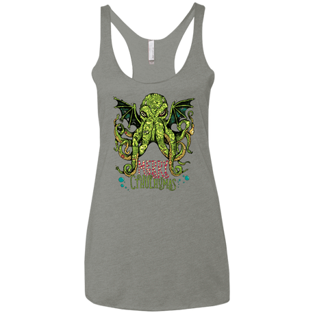 T-Shirts Venetian Grey / X-Small Merry Cthulhumas Women's Triblend Racerback Tank