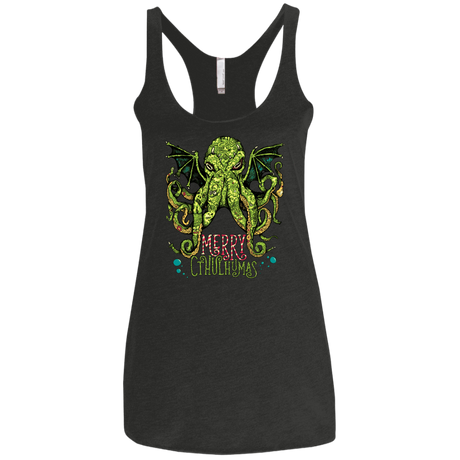 T-Shirts Vintage Black / X-Small Merry Cthulhumas Women's Triblend Racerback Tank