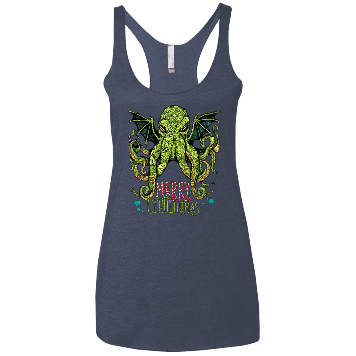 T-Shirts Vintage Navy / X-Small Merry Cthulhumas Women's Triblend Racerback Tank
