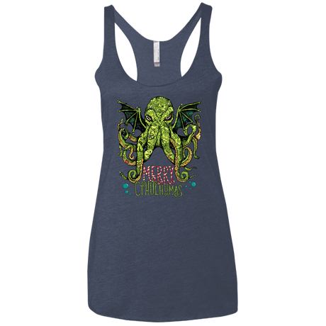 T-Shirts Vintage Navy / X-Small Merry Cthulhumas Women's Triblend Racerback Tank