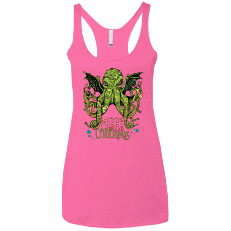 T-Shirts Vintage Pink / X-Small Merry Cthulhumas Women's Triblend Racerback Tank