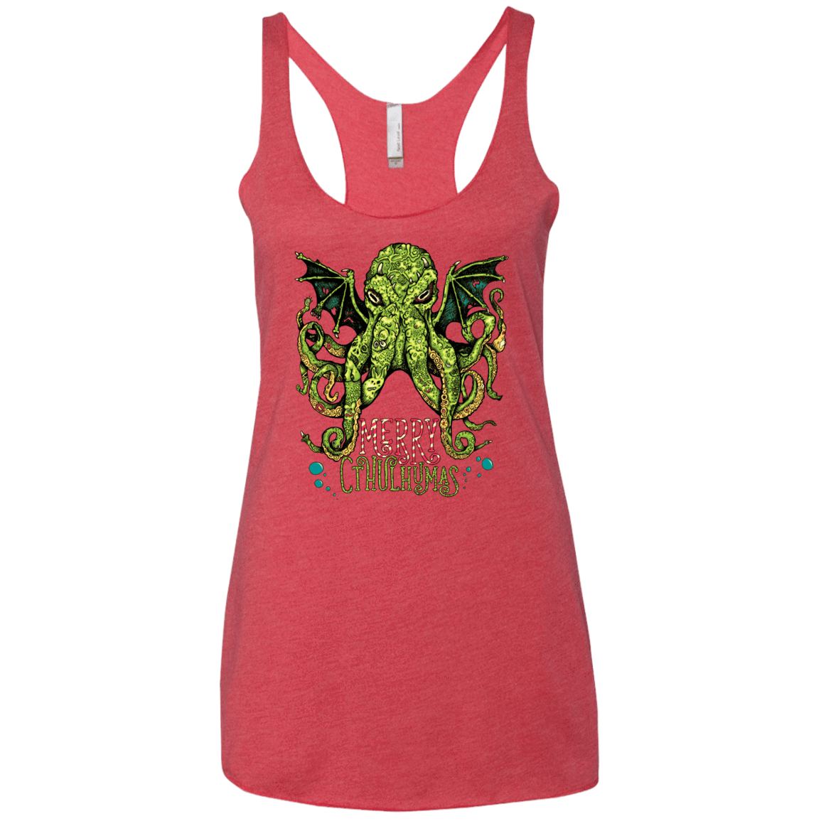 T-Shirts Vintage Red / X-Small Merry Cthulhumas Women's Triblend Racerback Tank