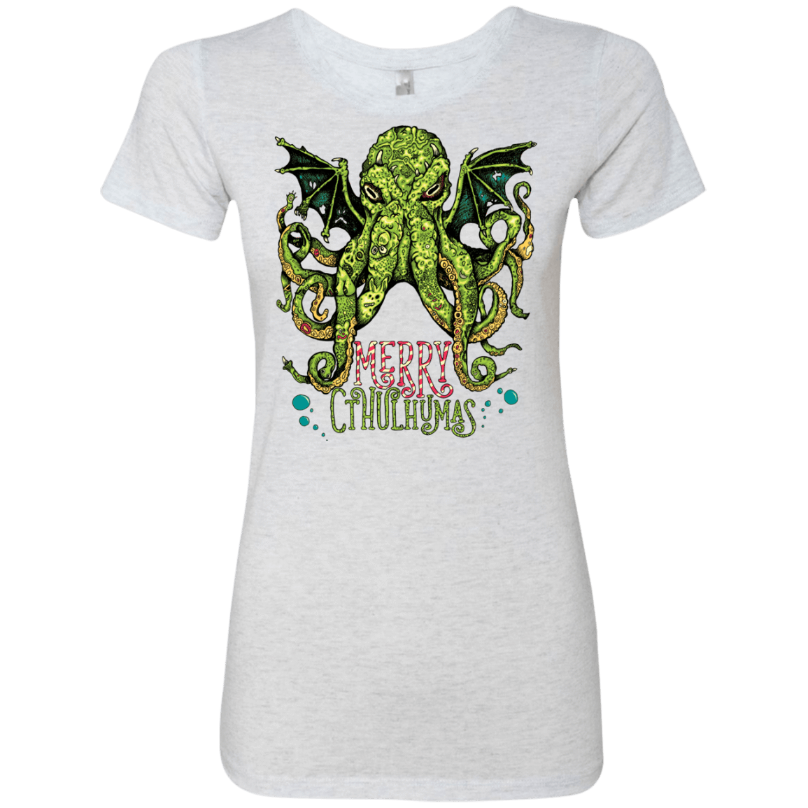 T-Shirts Heather White / Small Merry Cthulhumas Women's Triblend T-Shirt