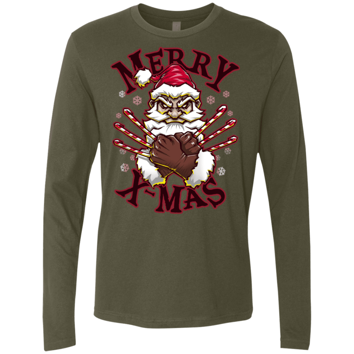 T-Shirts Military Green / S Merry X-Mas Men's Premium Long Sleeve