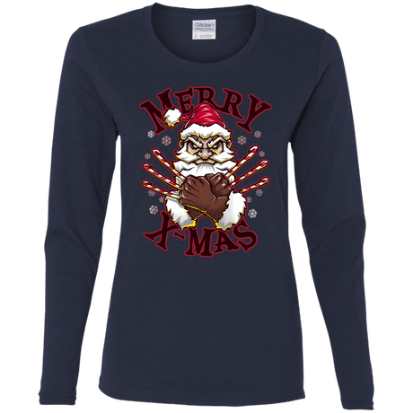 T-Shirts Navy / S Merry X-Mas Women's Long Sleeve T-Shirt