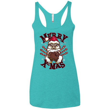 T-Shirts Tahiti Blue / X-Small Merry X-Mas Women's Triblend Racerback Tank