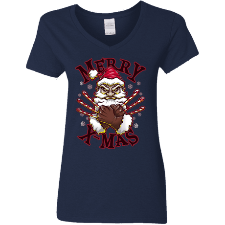 T-Shirts Navy / S Merry X-Mas Women's V-Neck T-Shirt