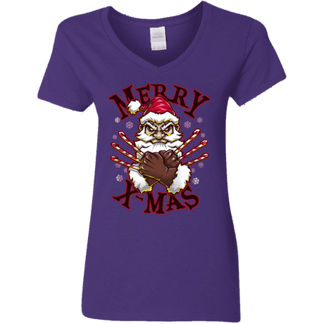 T-Shirts Purple / S Merry X-Mas Women's V-Neck T-Shirt