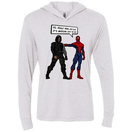 T-Shirts Heather White / X-Small Metal Arm Dude Triblend Long Sleeve Hoodie Tee
