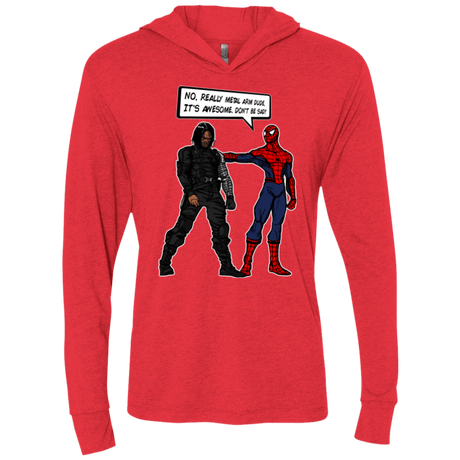 T-Shirts Vintage Red / X-Small Metal Arm Dude Triblend Long Sleeve Hoodie Tee