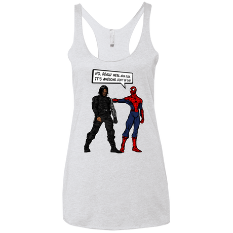 T-Shirts Heather White / X-Small Metal Arm Dude Women's Triblend Racerback Tank