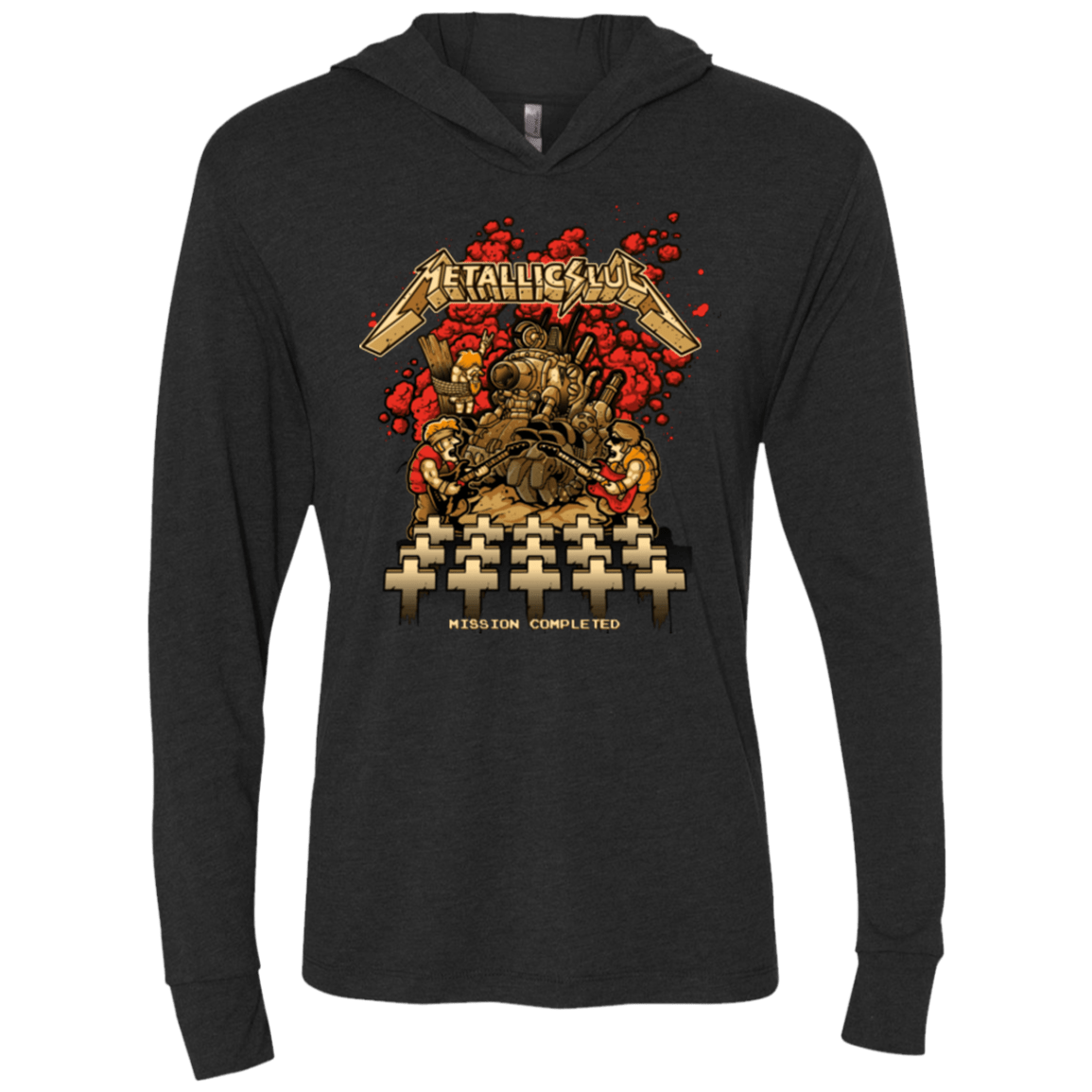 T-Shirts Vintage Black / X-Small METALLIC SLUG Triblend Long Sleeve Hoodie Tee