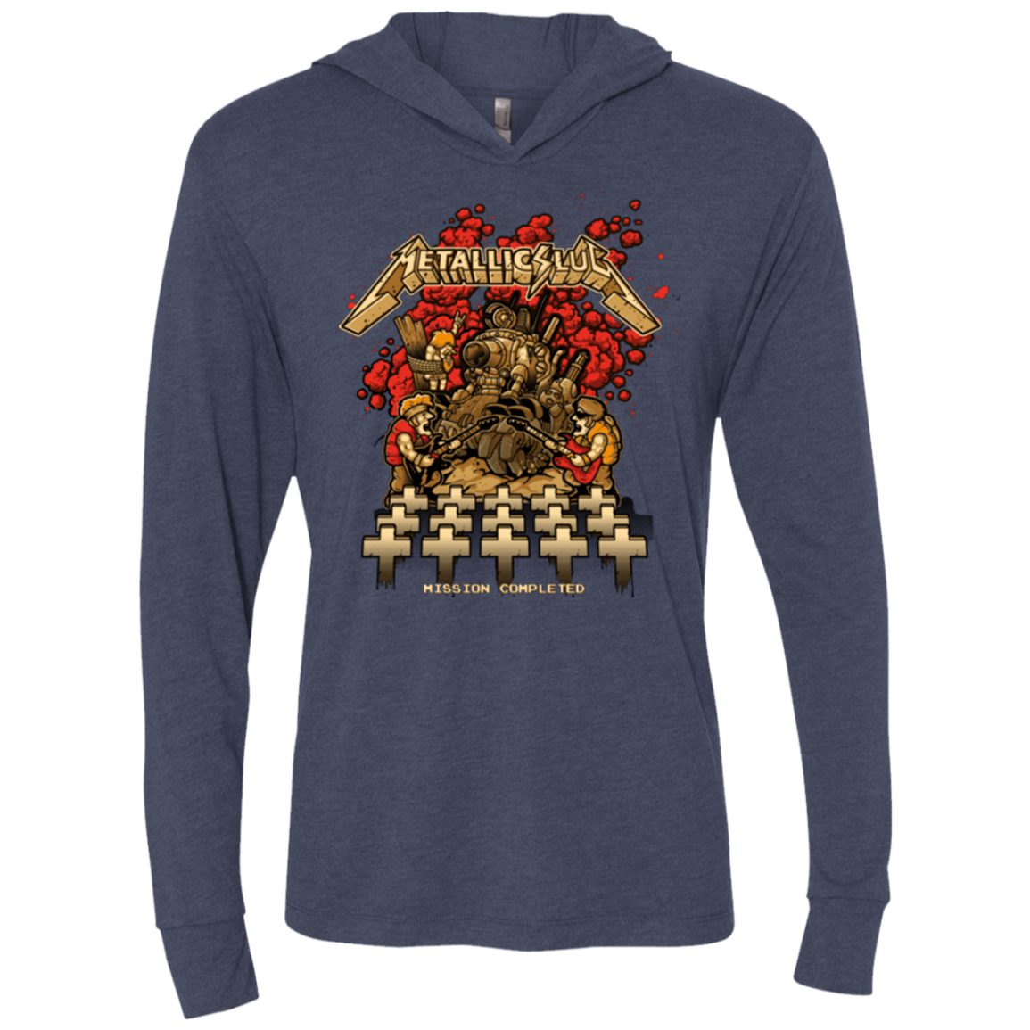 T-Shirts Vintage Navy / X-Small METALLIC SLUG Triblend Long Sleeve Hoodie Tee