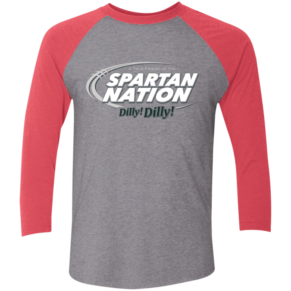 T-Shirts Premium Heather/ Vintage Red / X-Small Michigan State Dilly Dilly Men's Triblend 3/4 Sleeve