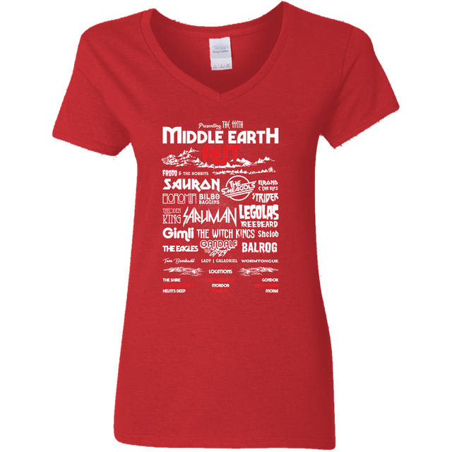 T-Shirts Red / S Middle Earth Fest Women's V-Neck T-Shirt