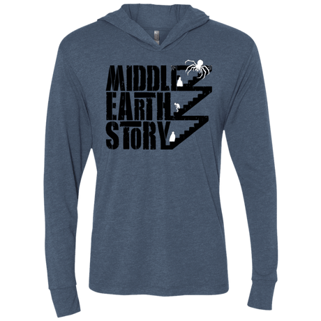 T-Shirts Indigo / X-Small Middle Earth Story Triblend Long Sleeve Hoodie Tee