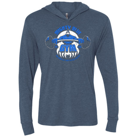 T-Shirts Indigo / X-Small Mighty Blue Gym Triblend Long Sleeve Hoodie Tee