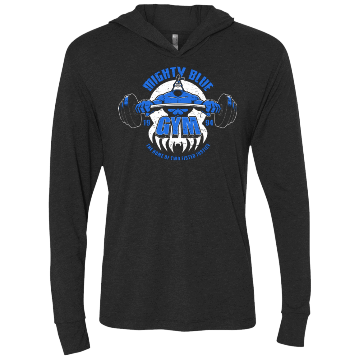 T-Shirts Vintage Black / X-Small Mighty Blue Gym Triblend Long Sleeve Hoodie Tee