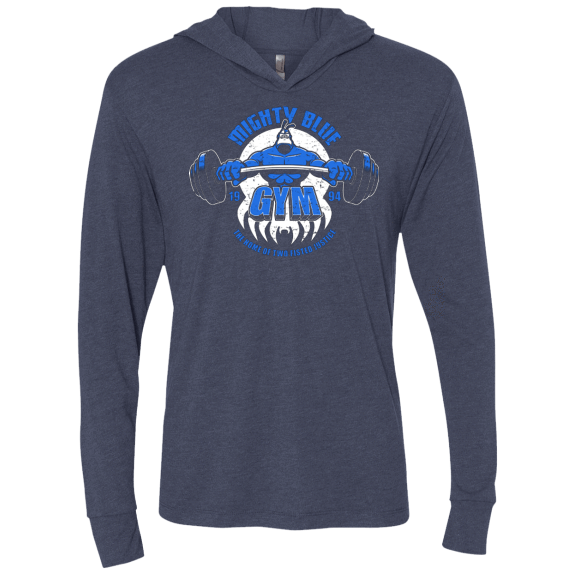 T-Shirts Vintage Navy / X-Small Mighty Blue Gym Triblend Long Sleeve Hoodie Tee