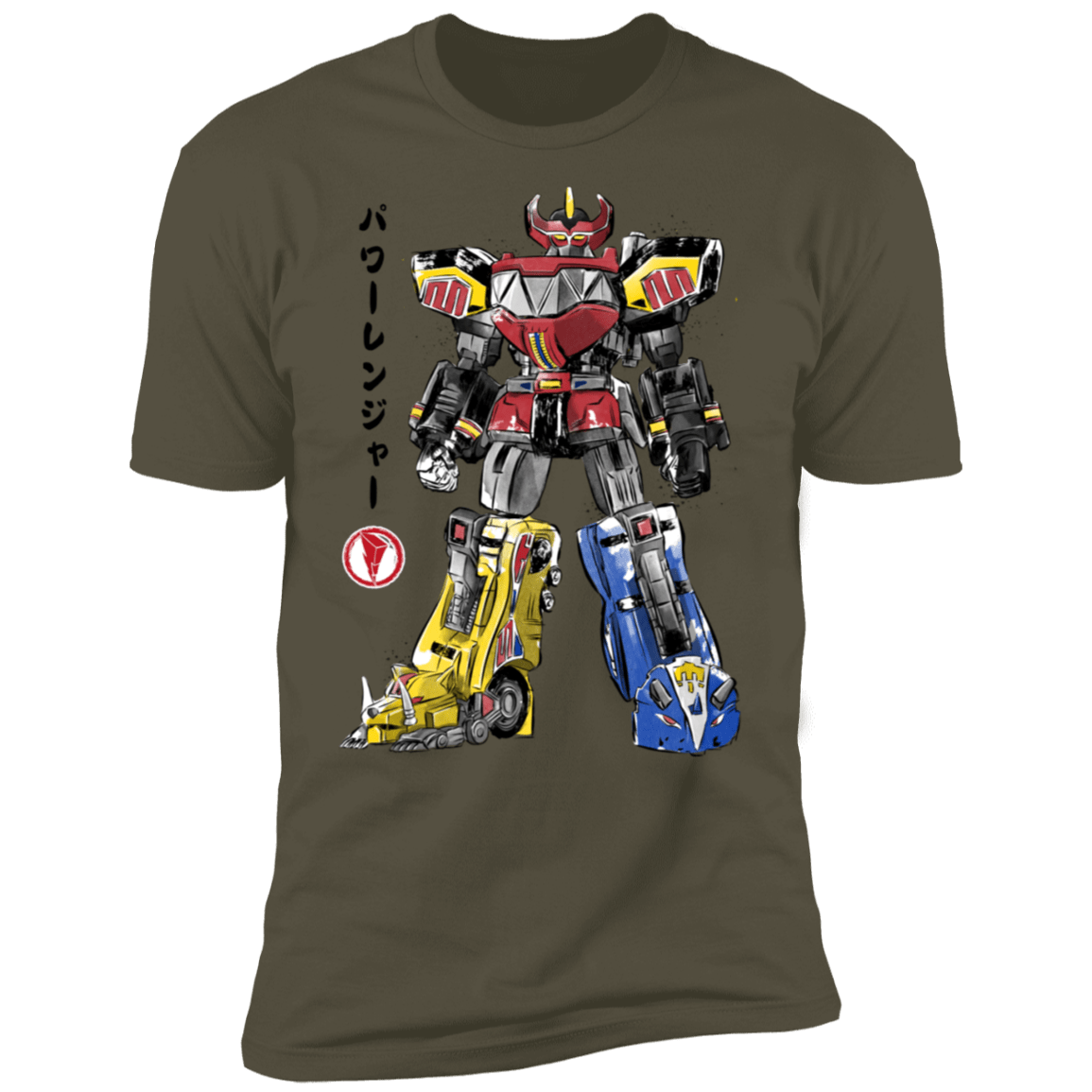 T-Shirts Military Green / S Mighty Morphin Megazord sumi-e Men's Premium T-Shirt