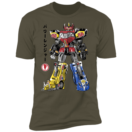 T-Shirts Military Green / S Mighty Morphin Megazord sumi-e Men's Premium T-Shirt