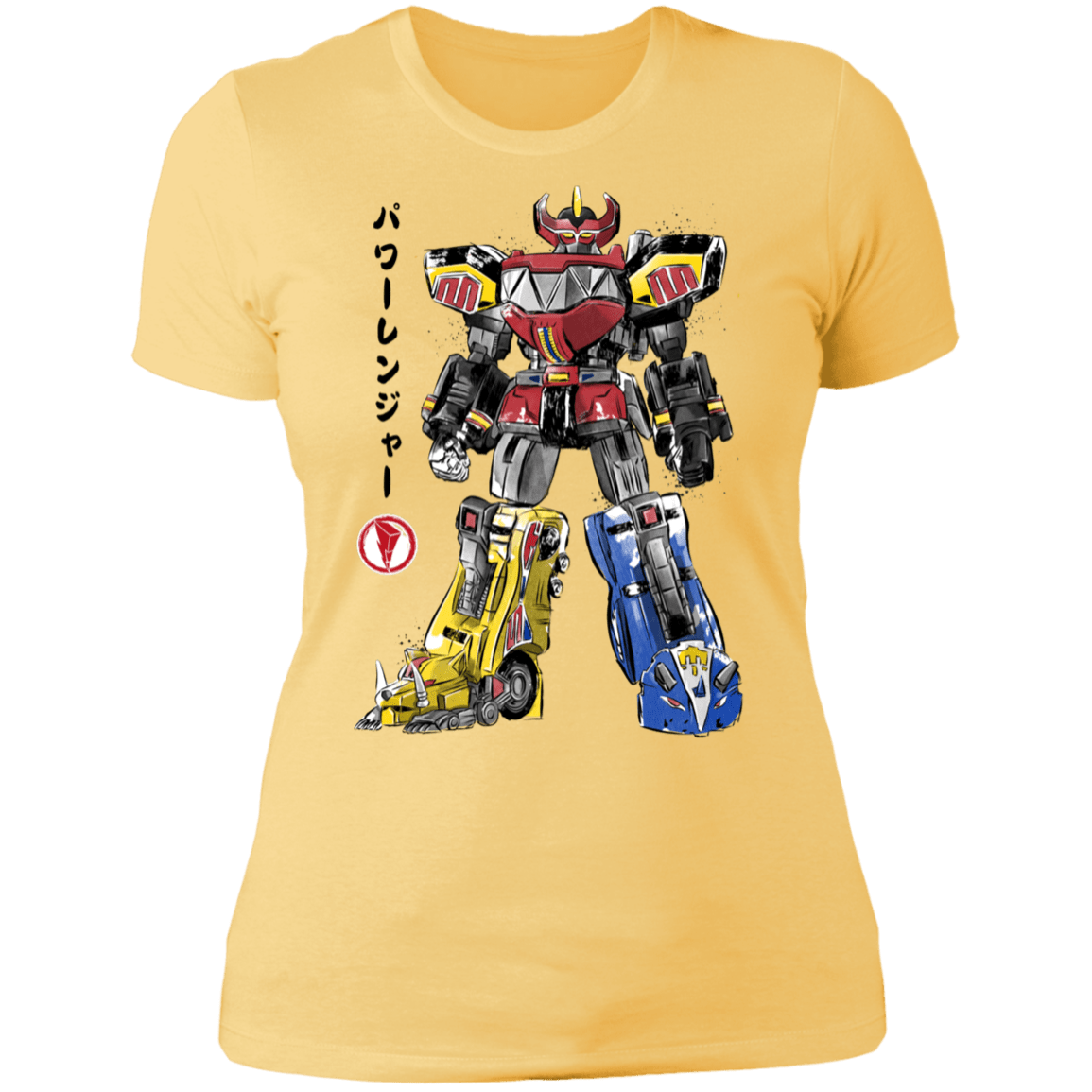 T-Shirts Banana Cream/ / S Mighty Morphin Megazord sumi-e Women's Premium T-Shirt