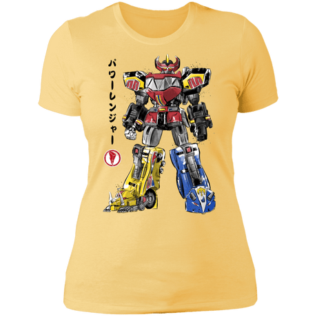 T-Shirts Banana Cream/ / S Mighty Morphin Megazord sumi-e Women's Premium T-Shirt