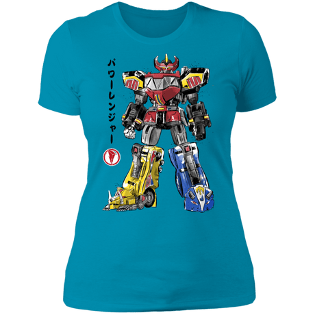 T-Shirts Turquoise / S Mighty Morphin Megazord sumi-e Women's Premium T-Shirt