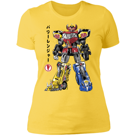 T-Shirts Vibrant Yellow / S Mighty Morphin Megazord sumi-e Women's Premium T-Shirt
