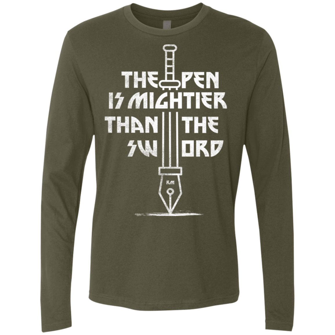 T-Shirts Military Green / S Mighty Pen Men's Premium Long Sleeve